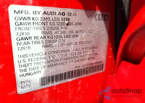 2025 Audi Q3 Premium S Line 45 z USA, uszkodzony, nr VIN WA1DECF39S1056581